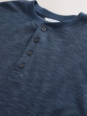 Navy Marl Long Sleeve Waffle Henley T-Shirt - Image 8 of 9
