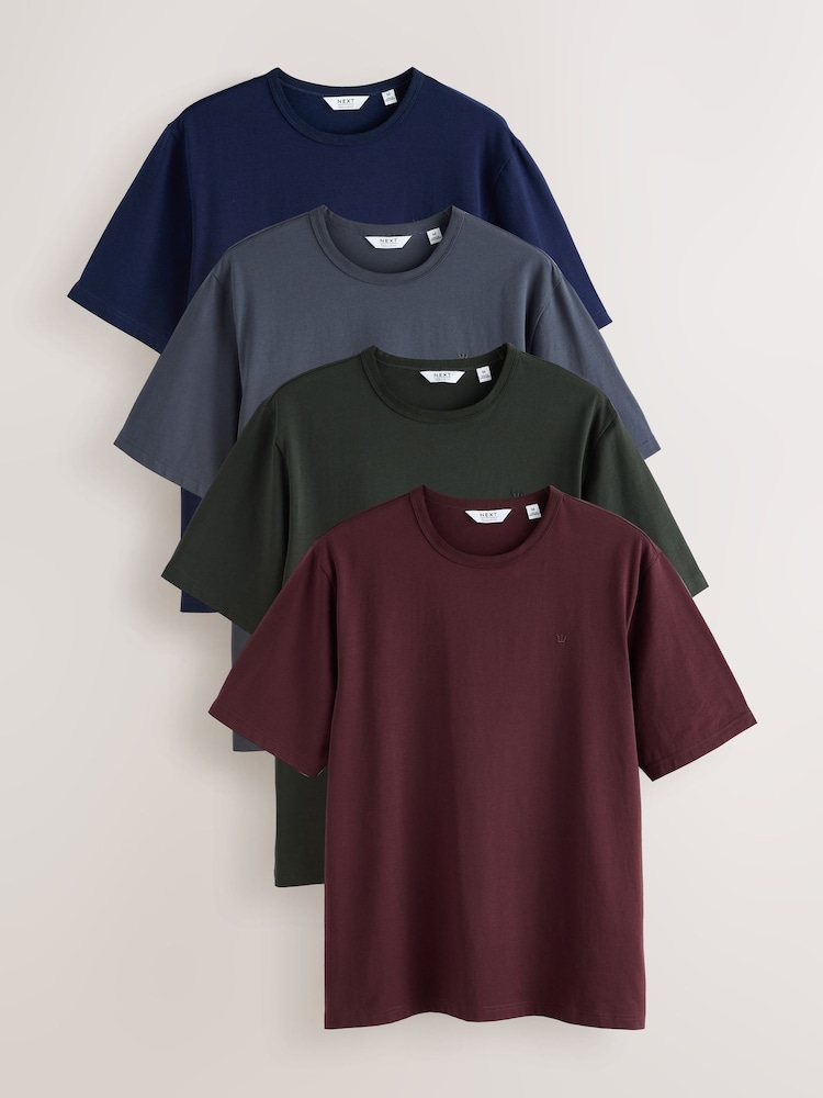 Burg Red / Navy / Green / Grey Regular Fit Motionflex Soft T-Shirts 4 Pack - Image 1 of 12 Burg Red / Navy / Green / Grey Regular Fit Motionflex Soft T-Shirts 4 Pack - Image 1 of 12