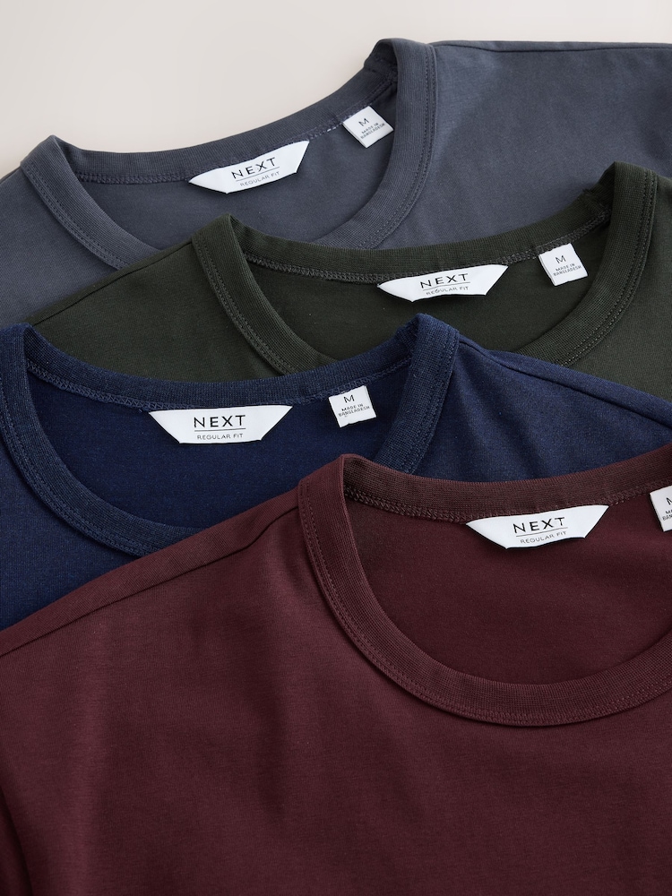 Burg Red / Navy / Green / Grey Regular Fit Motionflex Soft T-Shirts 4 Pack - Image 12 of 12 Burg Red / Navy / Green / Grey Regular Fit Motionflex Soft T-Shirts 4 Pack - Image 12 of 12