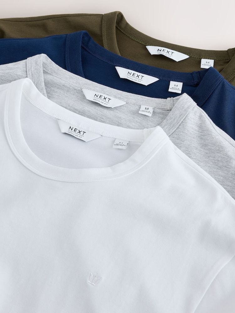 Grey/Blue Navy/Green/White Ecru - Reguläre Passform - Long Sleeve Motionflex Soft T-Shirts 4 Pack - Bild 11 von 11