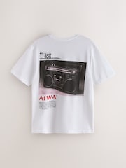 White Aiwa Graphic Print T-Shirt - Image 6 of 9