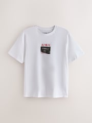 White Aiwa Graphic Print T-Shirt - Image 7 of 9