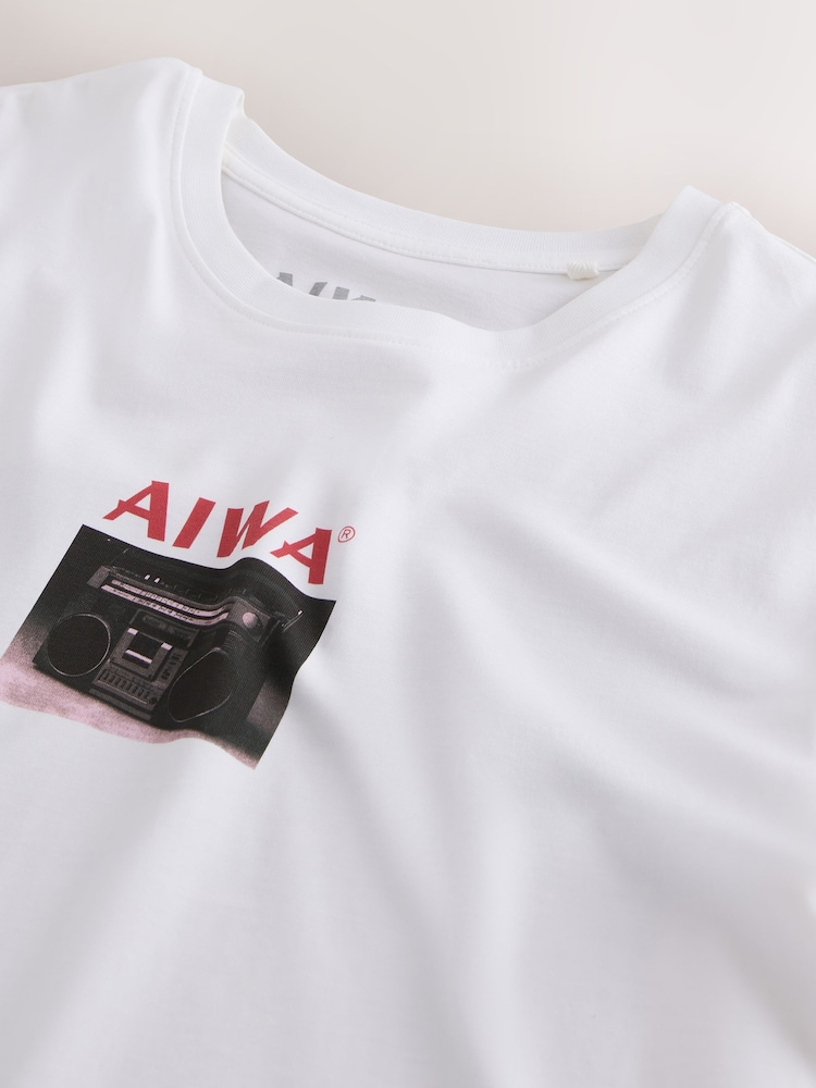 White Aiwa Graphic Print T-Shirt - Image 9 of 9