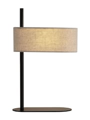 Searchlight Matt Black Larsen 1 Light Table Lamp Metal with Linen Shade - Image 2 of 5