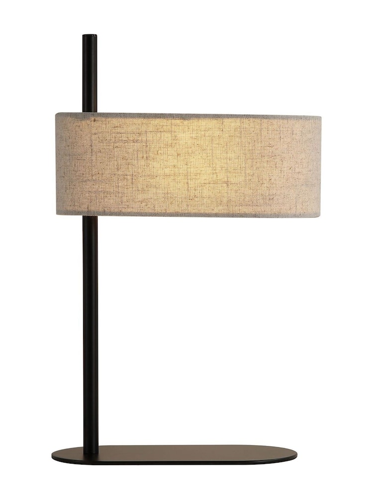 Searchlight Matt Black Larsen 1 Light Table Lamp Metal with Linen Shade - Image 2 of 5