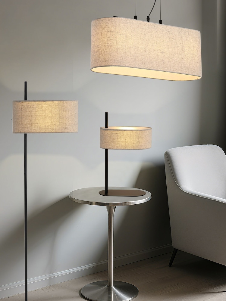 Searchlight Matt Black Larsen 1 Light Table Lamp Metal with Linen Shade - Image 5 of 5
