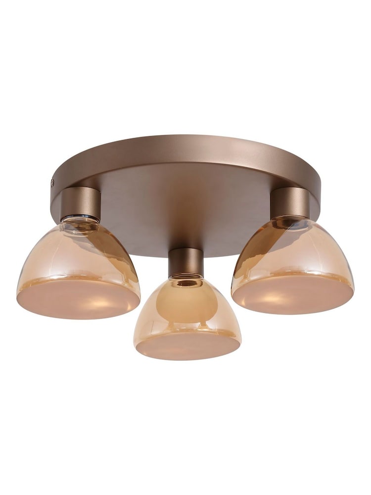 Searchlight Latte Trudy LED 3Lt Flush, Metal and Glass - Image 2 of 4 Searchlight Latte Trudy LED 3Lt Flush, Metal and Glass - Image 2 of 4