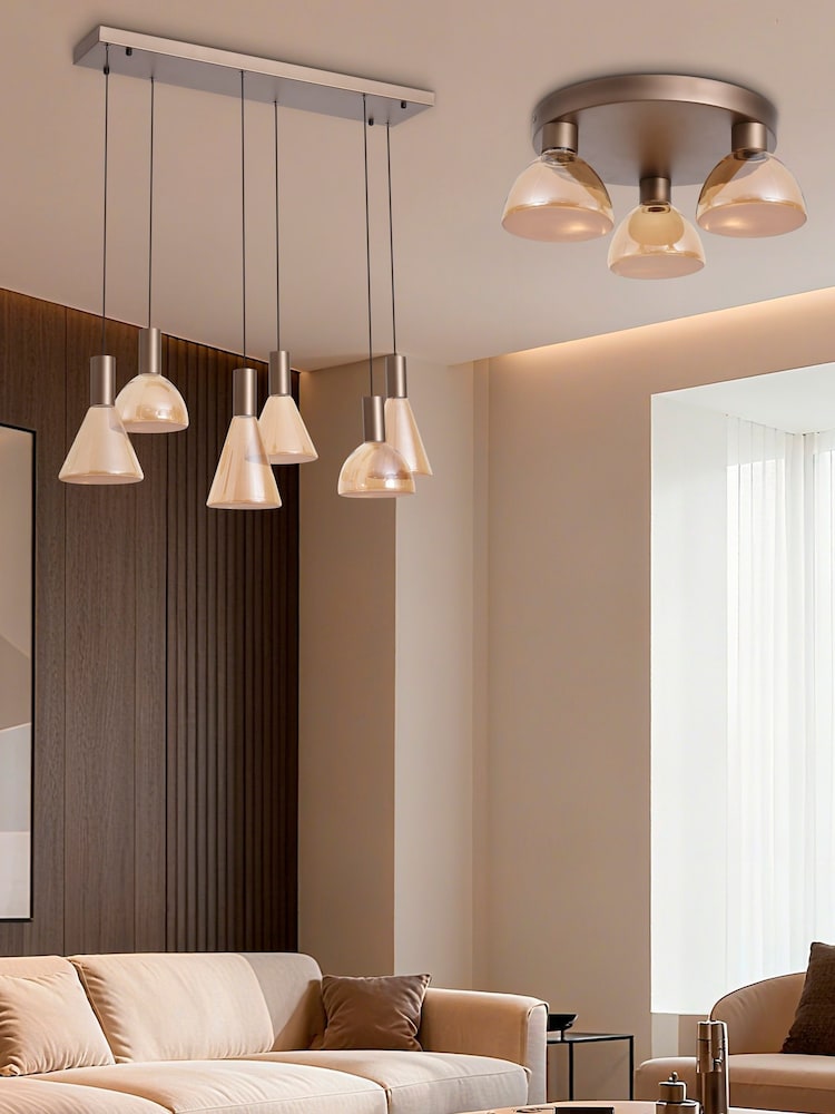 Searchlight Latte Trudy LED 3Lt Flush, Metal and Glass - Image 4 of 4 Searchlight Latte Trudy LED 3Lt Flush, Metal and Glass - Image 4 of 4