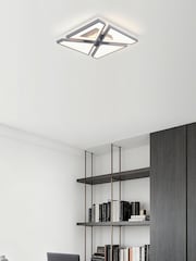 Searchlight Satin Silver and White Mozka LED Flush, Metal - Image 1 of 4