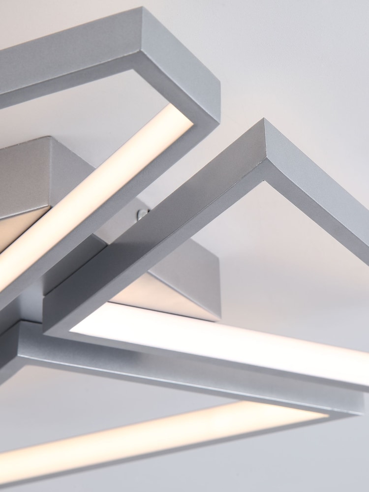 Searchlight Satin Silver and White Mozka LED Flush, Metal - Image 4 of 4