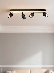 Searchlight Matt Black and White Finn 4 Light Flush - Image 1 of 4