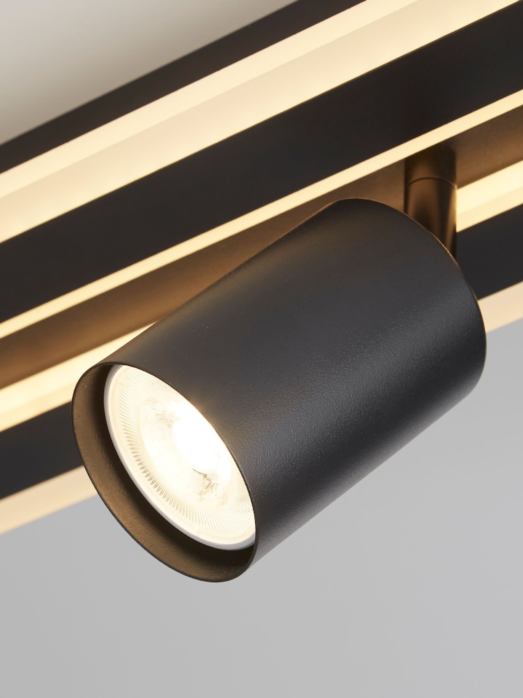 Searchlight Matt Black and White Finn 4 Light Flush - Image 2 of 4