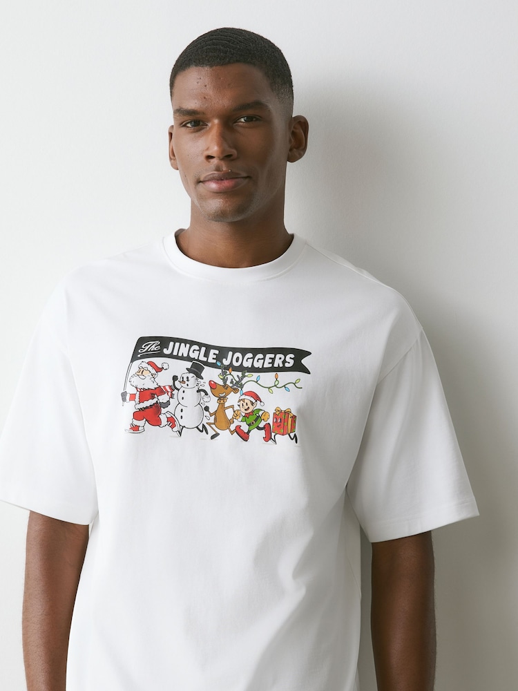 White Jingle Joggers Christmas Graphic T-Shirt - Image 1 of 4