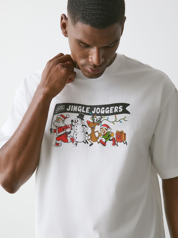 White Jingle Joggers Christmas Graphic T-Shirt - Image 4 of 4