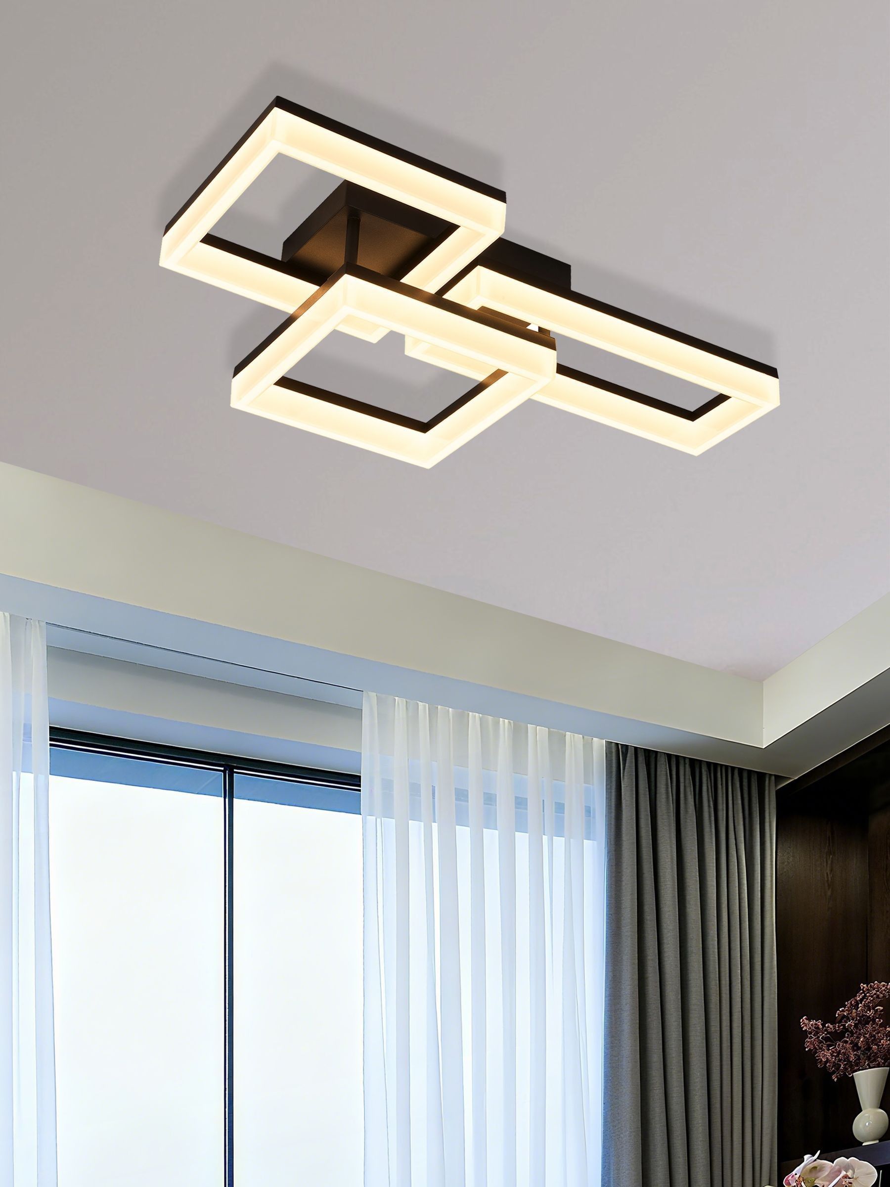 Buy Searchlight Black Kaza Art II Finish LED Flush Ceiling Light