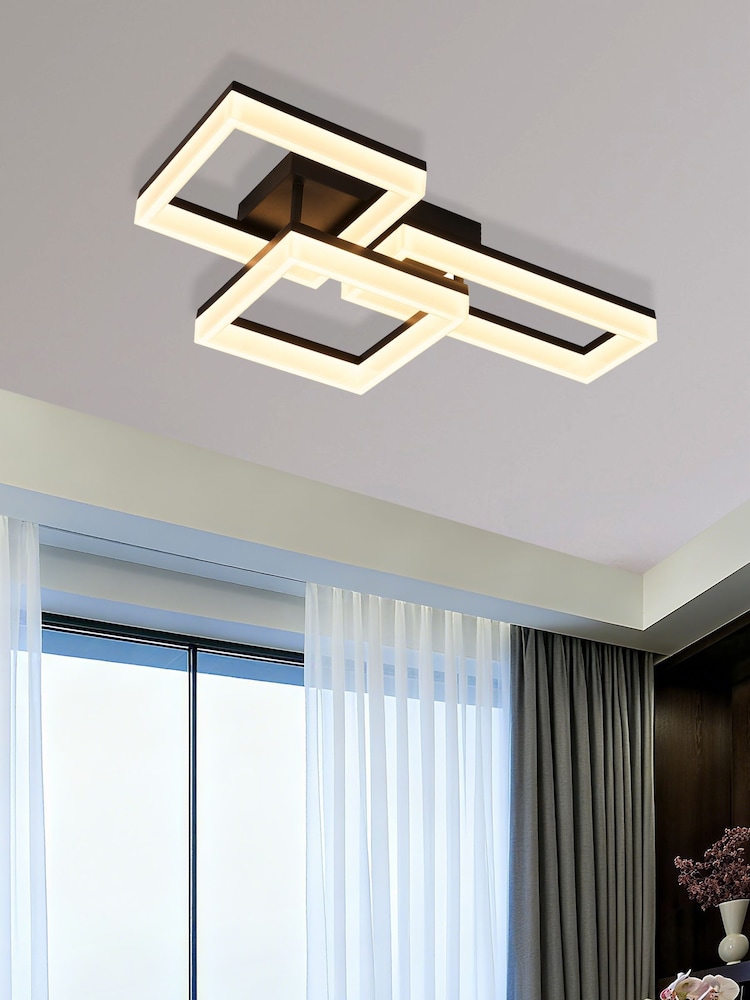 Searchlight Black Kaza Art II, Matt Finish LED Flush - Image 1 of 4 Searchlight Black Kaza Art II, Matt Finish LED Flush - Image 1 of 4