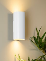 Searchlight Sand White Lillie Cylinder Up & Down Round Wall Light, GU10 - Image 1 of 4