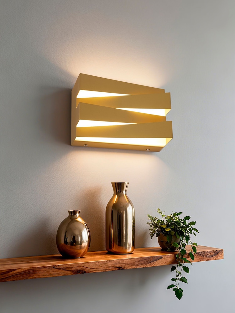 Searchlight Satin Brass Arran LED Wall Light, Metal - Image 1 of 4