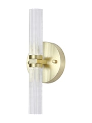 Searchlight Satin Brass and Clear Della LED Up/Down, Metal Wall Light with Clear - Image 2 of 4