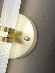 Searchlight Satin Brass and Clear Della LED Up/Down, Metal Wall Light with Clear - Image 3 of 4