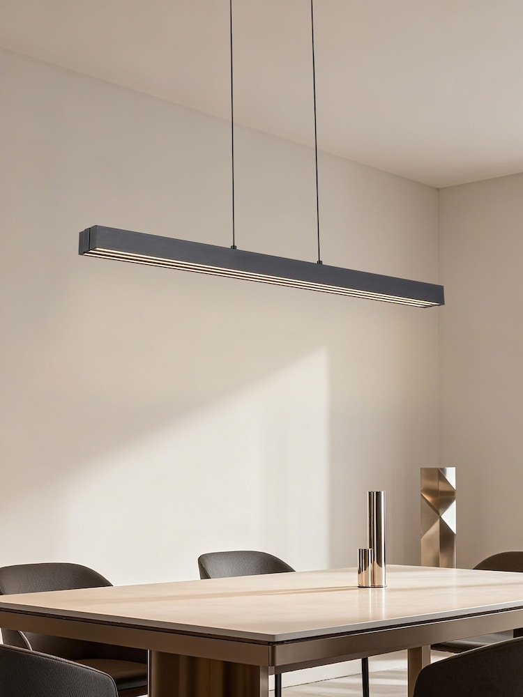Searchlight Black and Frosted Skye Linear LED Pendant - Image 1 of 4