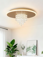 Searchlight Gold Marlene, Metal with Crystal Glass LED Flush - Image 1 of 4