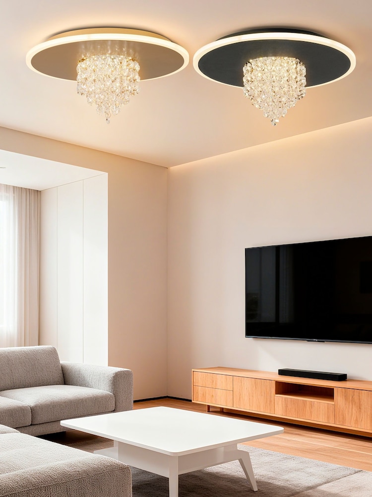 Searchlight Gold Marlene, Metal with Crystal Glass LED Flush - Image 4 of 4