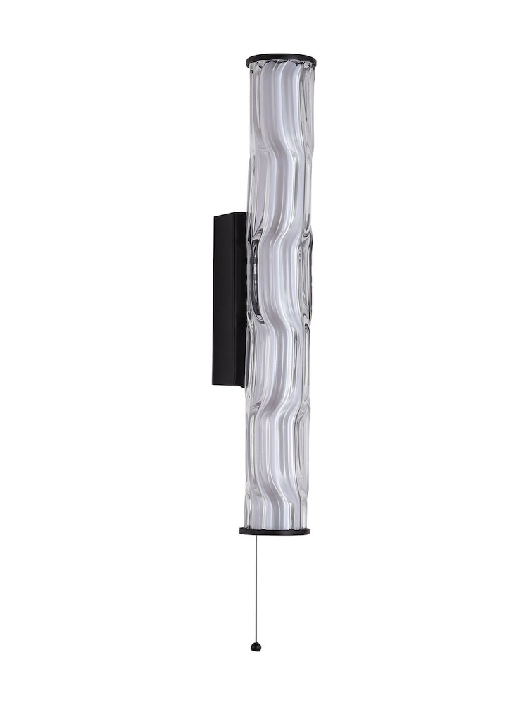 Searchlight Black and White and Clear Raphie LED Wall Light, Matt with Glass - Image 2 of 4