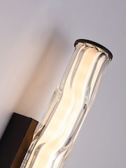 Searchlight Black and White and Clear Raphie LED Wall Light, Matt with Glass - Image 3 of 4