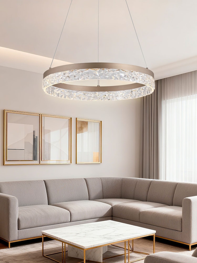 Searchlight Latte Torcy LED Round Pendant - Image 1 of 4 Searchlight Latte Torcy LED Round Pendant - Image 1 of 4