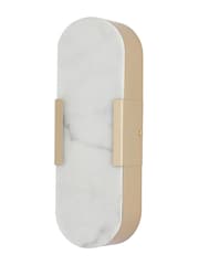 Searchlight Gold and White Stanamore LED Wall Light, Metal with Marble Resin - Image 2 of 4