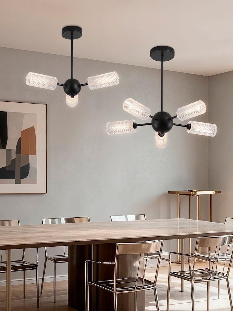 Searchlight Black Maxwell 3 Light Semi-flush Metal Textured Acrylic - Image 4 of 4