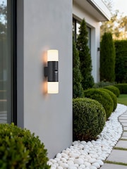 Searchlight Black and White Dax LED Outdoor Wall Light Aluminium - Image 1 of 4