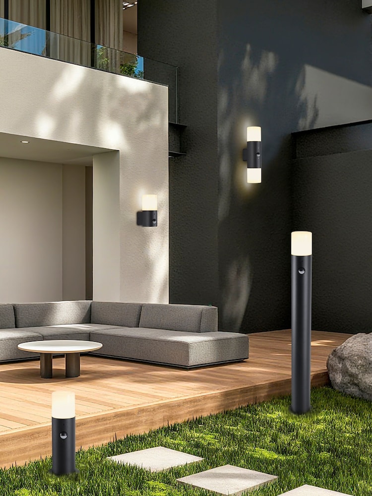 Searchlight Black and White Dax LED Outdoor Wall Light Aluminium - Image 4 of 4