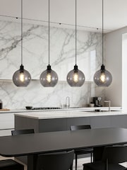 Searchlight Black Tilly 4Lt Bar Pendant, Metal and Smoked Glass - Image 1 of 4