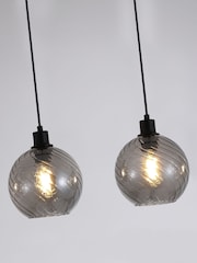 Searchlight Black Tilly 4Lt Bar Pendant, Metal and Smoked Glass - Image 3 of 4