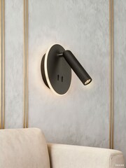 Searchlight Sand Black Balta LED Wall Light, Metal - Image 1 of 4