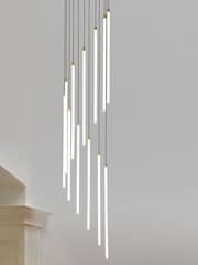 Searchlight Satin Brass and White Bute LED 12 Light Stairwell Pendant - Image 1 of 4