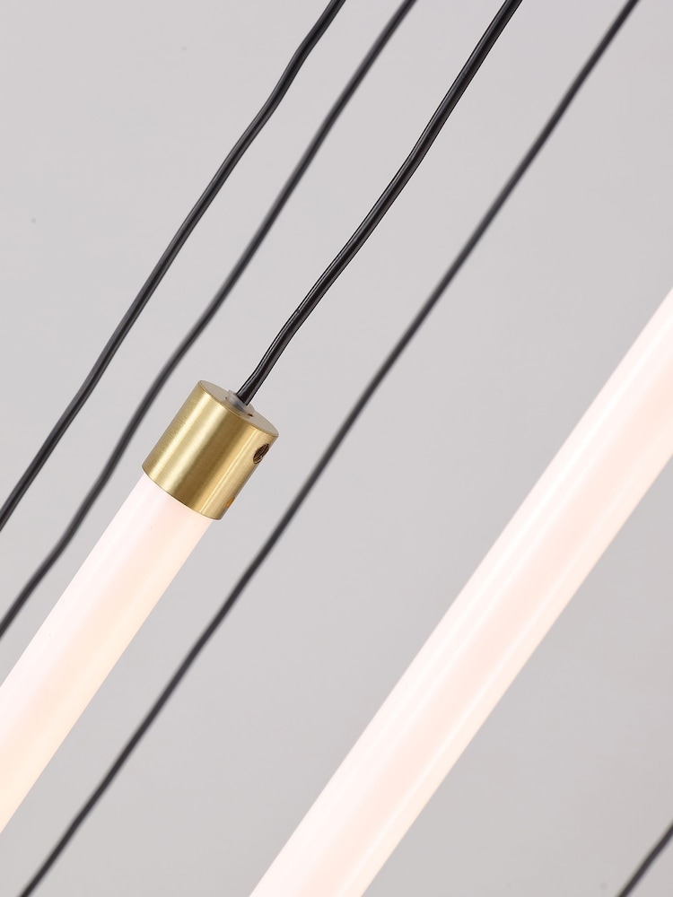 Searchlight Satin Brass and White Bute LED 12 Light Stairwell Pendant - Image 4 of 4