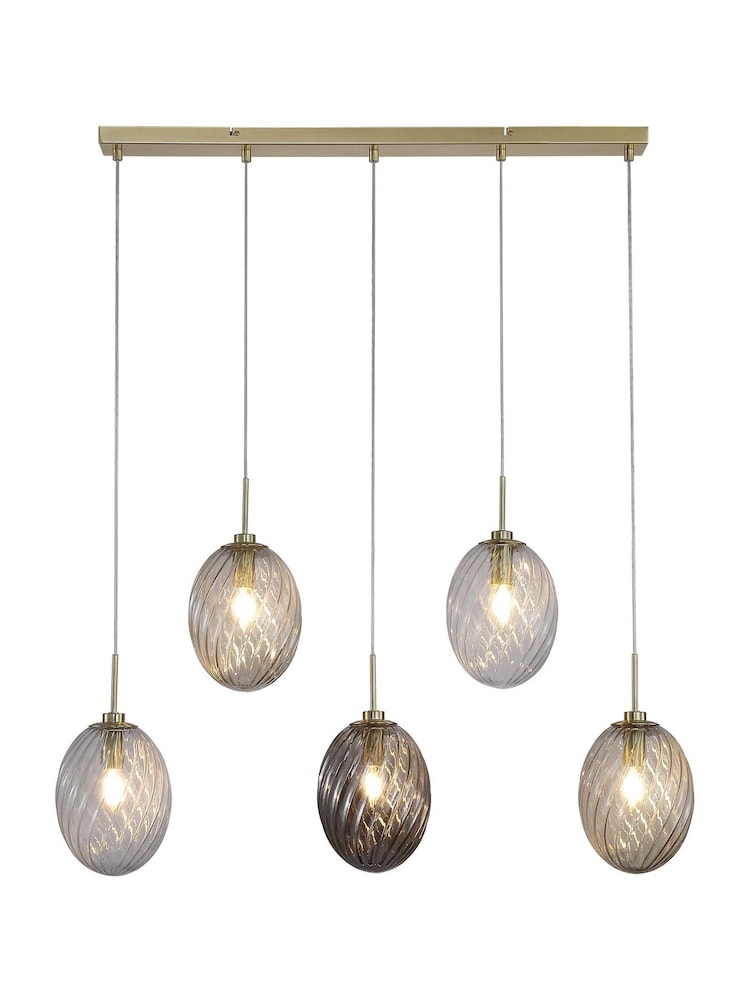Searchlight Brass Sama 5Lt Bar Pendant, Metal Glass - Image 2 of 3 Searchlight Brass Sama 5Lt Bar Pendant, Metal Glass - Image 2 of 3