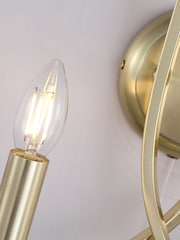 Searchlight Satin Brass and Clear Sens 2 Wall Light Metal & Glass - Image 3 of 4