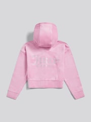 Juicy Couture Pink Cropped Velour Diamante Zip-Through Hoodie - Image 2 of 4