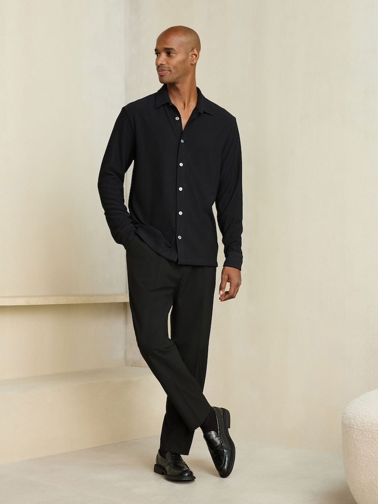 Black N. Premium Textured Jersey Long Sleeve Shirt - Image 2 of 9 Black N. Premium Textured Jersey Long Sleeve Shirt - Image 2 of 9