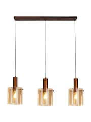 Searchlight Mocha and Amber Dole 3 Light Bar Pendant Metal & Glass - Image 2 of 4