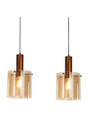 Searchlight Mocha and Amber Dole 3 Light Bar Pendant Metal & Glass - Image 3 of 4