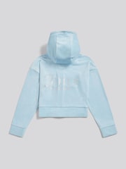 Juicy Couture Blue Cropped Velour Diamante Zip-Through Hoodie - Image 2 of 4