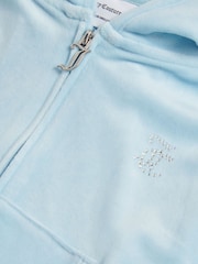Juicy Couture Blue Cropped Velour Diamante Zip-Through Hoodie - Image 4 of 4