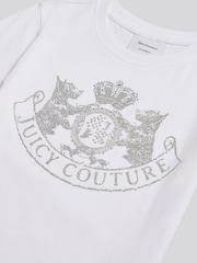 לבן - Juicy Couture Heritage Diamante Fitted T-Shirt - תמונה 3 מתוך 3