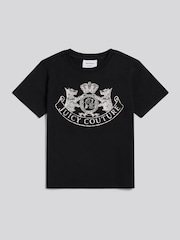 שחור - Juicy Couture Heritage Diamante Fitted T-Shirt - תמונה 1 מתוך 3