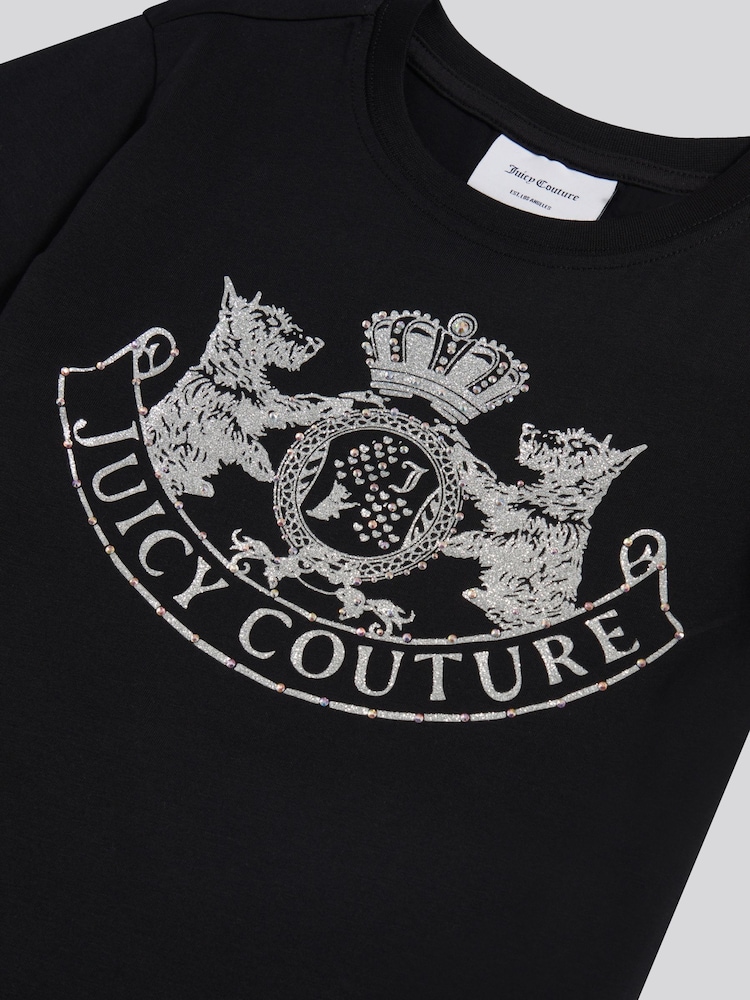 שחור - Juicy Couture Heritage Diamante Fitted T-Shirt - תמונה 3 מתוך 3